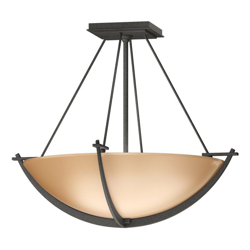 Plafonnier semi-encastré 3 lumières Compass, Fer naturel, Sable, H 16 po x l 18,1 po x P 18,1 po