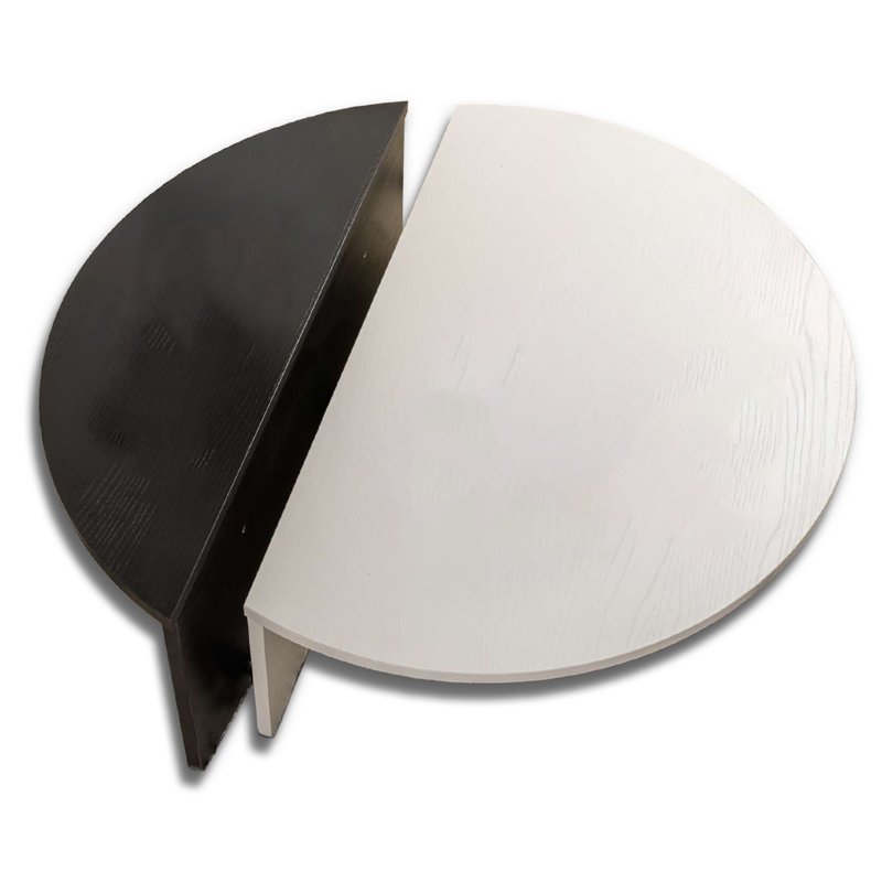 Ensemble de tables basses gigognes 2 pièces, Bois blanc / bois noir, Bois blanc / bois noir