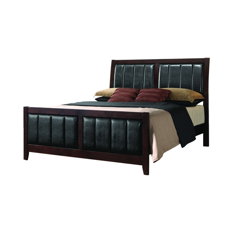 DeHond Vegan Leather Standard Bed, Queen, Cappuccino/Black