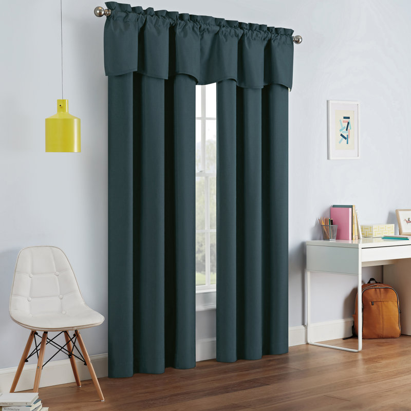Teal Polyester Scalloped Rod Pocket Valance, 42" x 18"