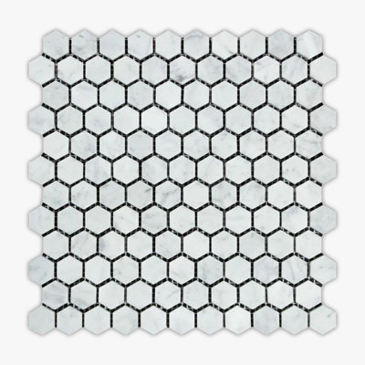 Carreau de mosaïque en marbre 11,5 po x 12 po Carrara