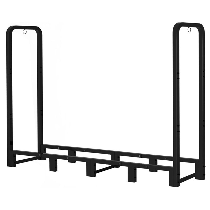 Support à bois de chauffage robuste de 6 pi, support à bûches en métal noir mat pour foyer intérieur et extérieur