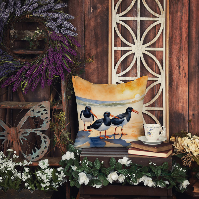 Oystercatchers Foraging Throw Pillow, Square 14"