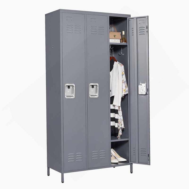 Casier de rangement en acier durable à trois compartiments avec sécurité accrue et assemblage facile pour une utilisation polyvalente