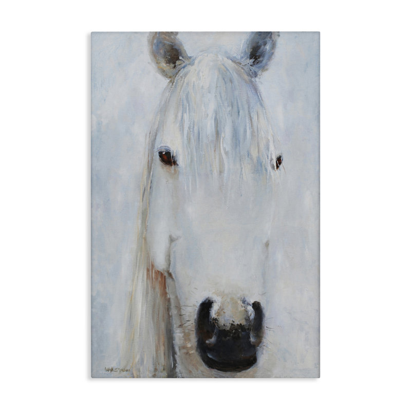 Toile Pure White Horse Portrait, conception de Jadei, H 45 po x l 30 po