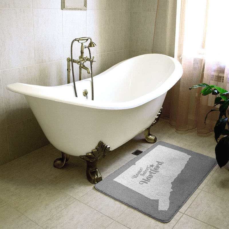 Tapis de salle de bain fairbanks alaska, l 17 po x L 21 po, Gris, Home sweet Hartford