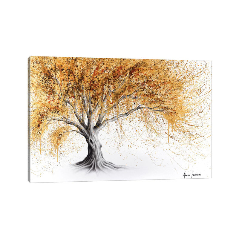 Golden Glow Tree by Ashvin Harrison - Wrapped Canvas Painting, 20.32 cm H x 30.48 cm W