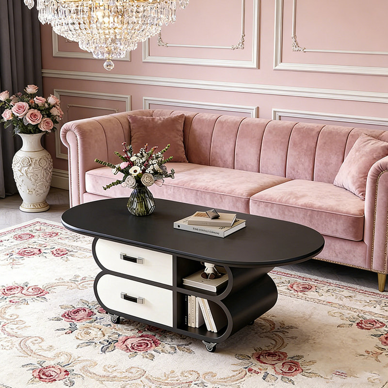 Table basse avec rangement, Noir, H 17,71 po x L 39,37 po x l 19,68 po