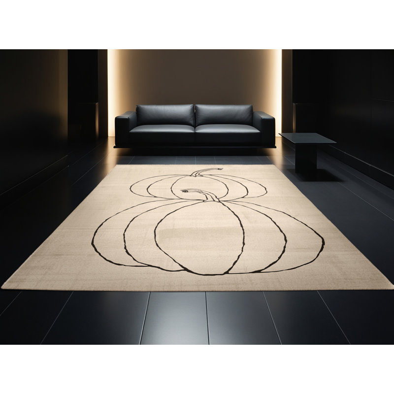 Tapis abstrait moderne et contemporain lavable à la machine Laverock Thanksgiving - beige, 8 x 10