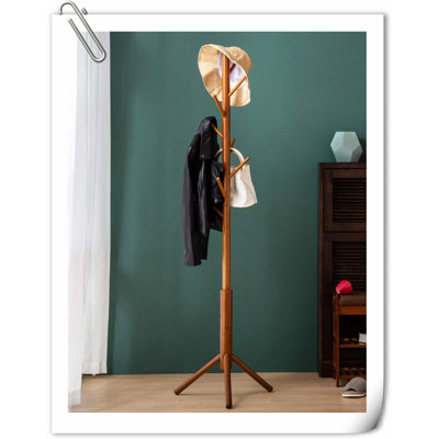 Latieka Solid Wood Freestanding 8 - Hook Coat Rack