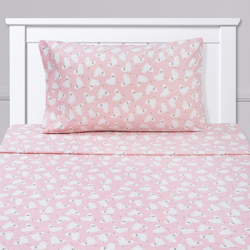 Kids' Printed Bright & Fun Microfiber Sheet Sets, Twin Extra Long, Llamas