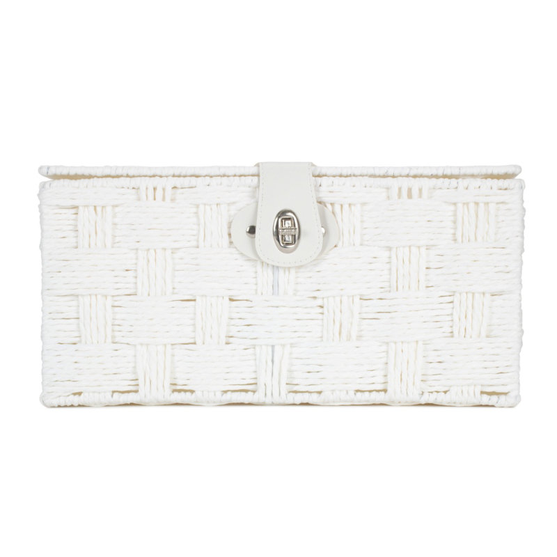 Twisted White Paper Rope Storage Basket, 19 cm H x 40 cm W x 30 cm D