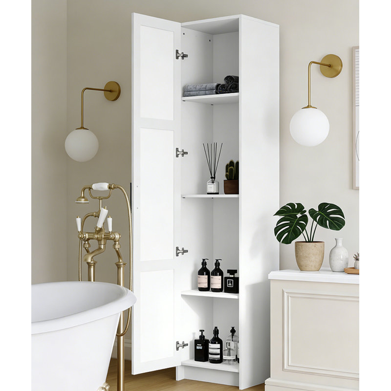 Armoire de rangement étroite de 70,87 po de hauteur, Blanc / Blanc