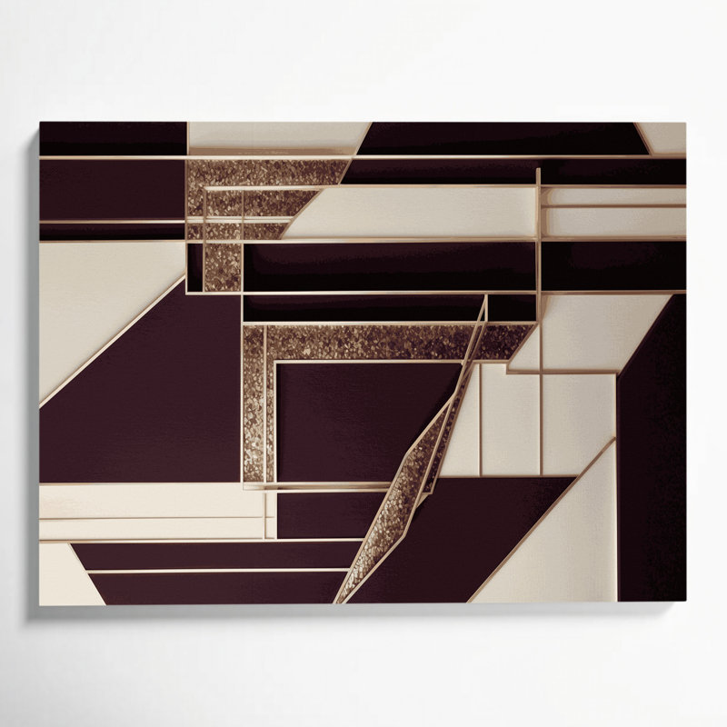 «Geometric Abstraction 93», art mural sur toile brune, H 11 po x l 14 po