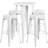 Colbert 30'' Round Metal Indoor-Outdoor Bar Table Set with 4 Square Seat Backless Stools-24678662-24678665