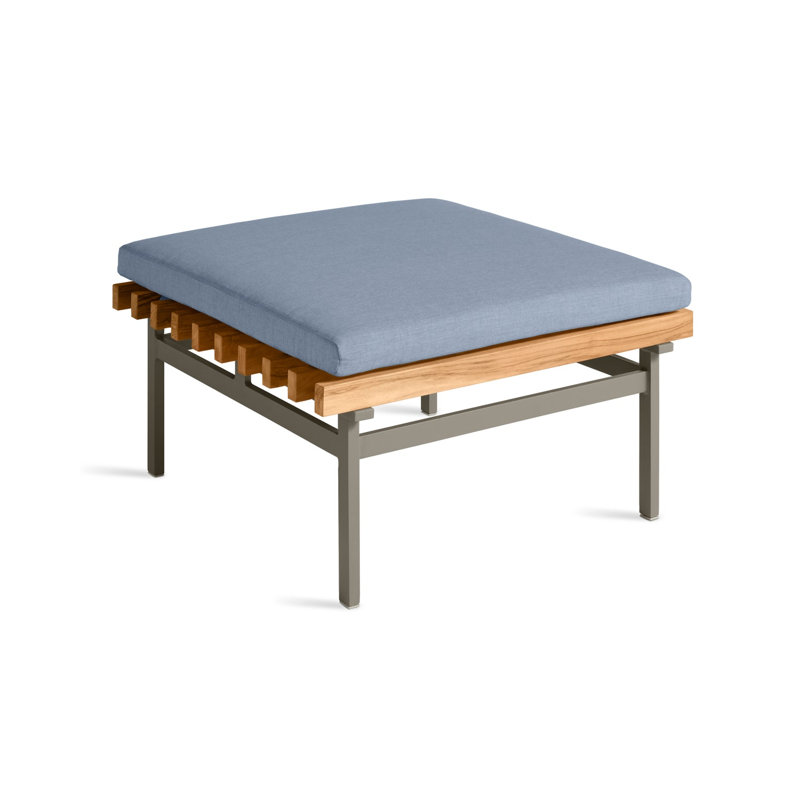 Perch Outdoor Teak Ottoman, Toohey Charcoal, Charcoal