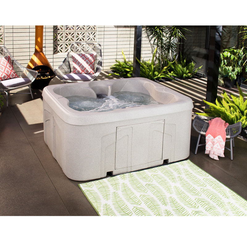 Lifesmart Spas LS100 110 Volt 4-Person 13-Jet Rectangle Plug and Play Hot Tub, Sand