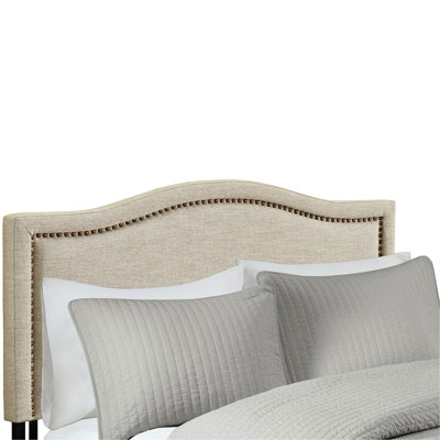 Upholstered Headboard - Queen, Copper Nailhead Detail, Plywood Elegant For Queen 100% , Trim, Stable Frame