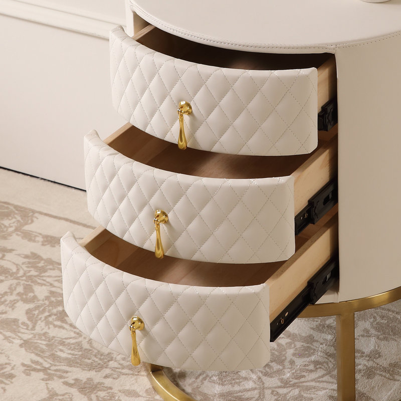Eveanna 18.3'' W Nightstand, White/Gold