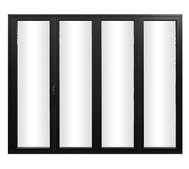 Porte pliante 4 panneaux en aluminium blanc lisse avec charnières et roulettes cachées KaMic Elite-Fold