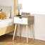 Table de chevet moderne à 2 tiroirs Mid-Century - Table de chevet carrée de 15,75 po avec pieds en bois d'hévéa pour chambre à coucher, salon - table de bout avec rangement noir, conception compacte-129455945