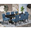 L'ensemble de table de salle à manger 9 pièces se compose d'une table de cuisine et de 8 chaises en tissu de lin bleu Mid Century Modern avec dossier capitonné - Finition sable-341960018-341960030-343921630