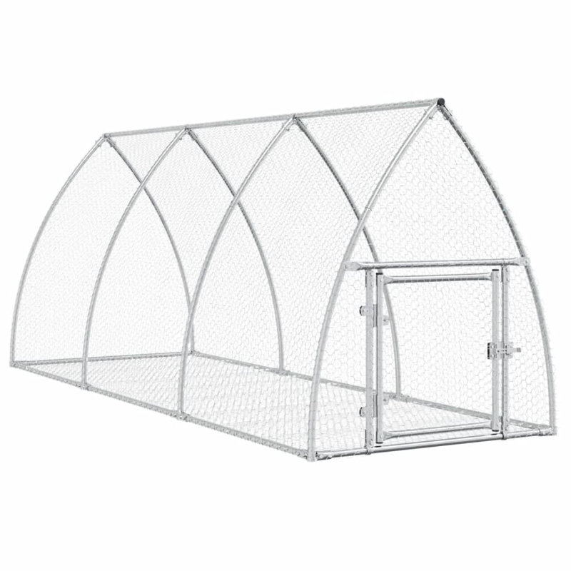 Rabbit Hutch Silver Galvanised Steel, 120cm H x 300cm W x 105cm D