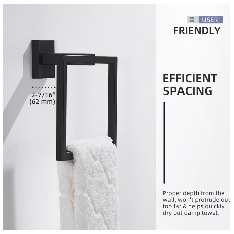 Bathroom Towel Ring Wall Mounted, Matte Black