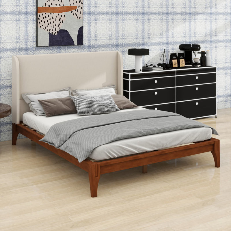 Base de lit contemporaine avec tête de lit tapissier
