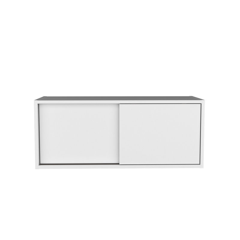White Wall-Mounted Storage Cabinet with Adjustable Shelf, Engineered Wood Office Organizer