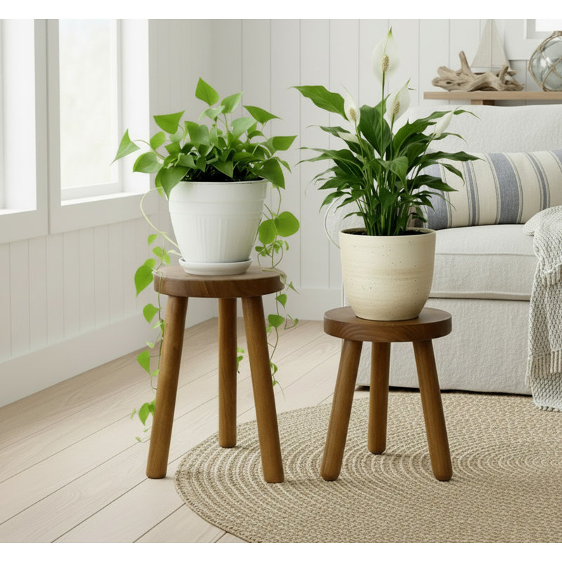 Teak Wood Plant Stand Set Of 2