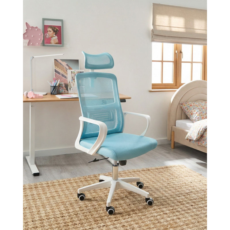 Office Chair with Headrest, Light Blue
