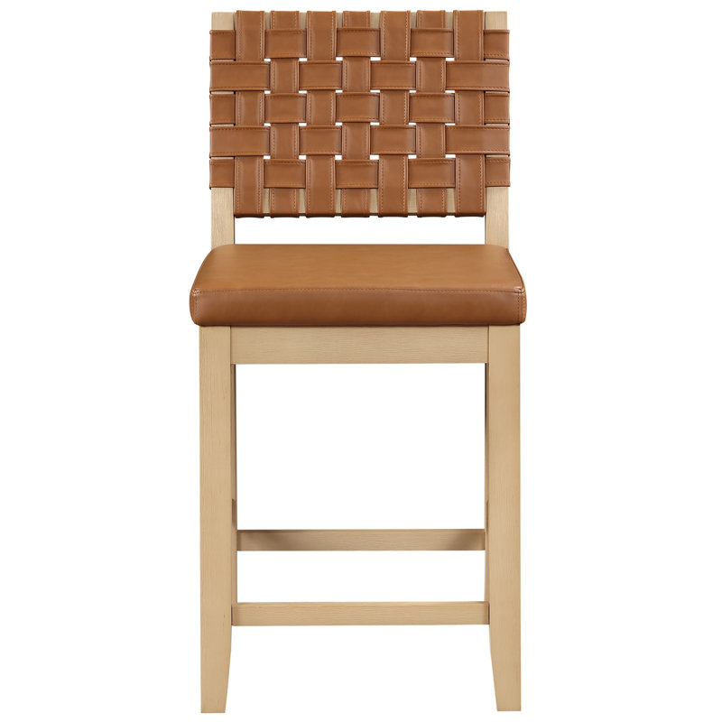 Chaise de comptoir en cuir végétalien Reid, Tabouret de comptoir (siège d'une hauteur de 25,7
