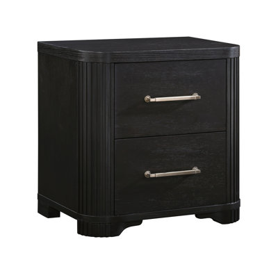 Modern Style Bedroom Furniture 1Pc Nightstand Of 2X Dovetail Drawers Charcoal Finish Elegant Design Bedside Table