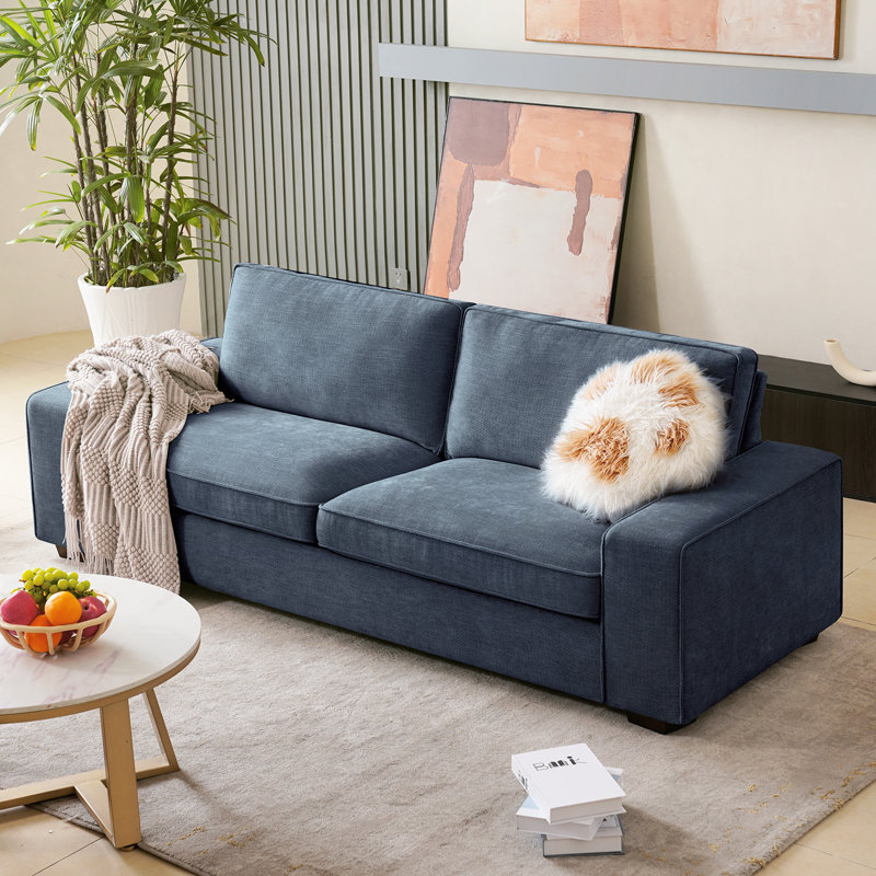 Pinederosa 88.58'' Chenille Square Arm Sofa, Blue