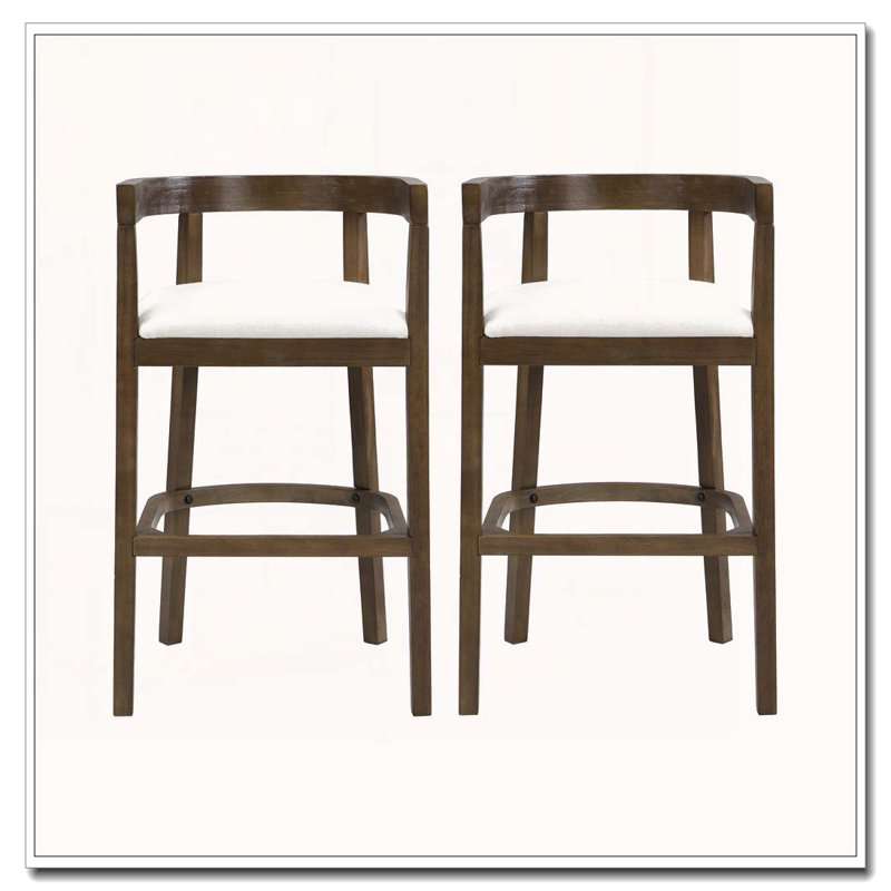 Tabouret de comptoir en bois d'hévéa, Chêne
