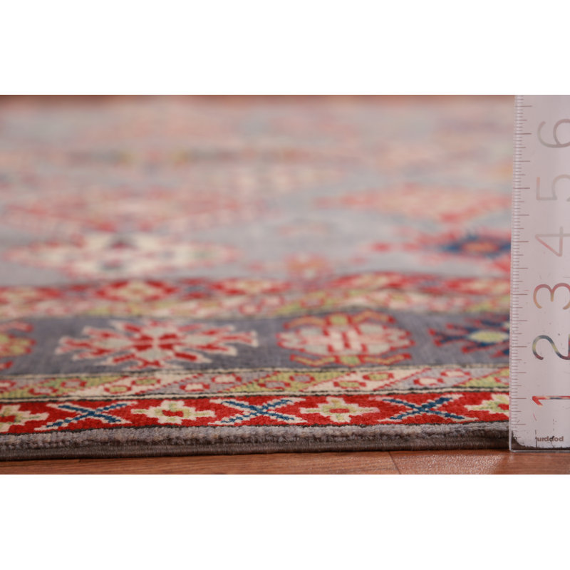 Handmade Gray Wool Kazak Vegetable Dye Area Rug 8x10