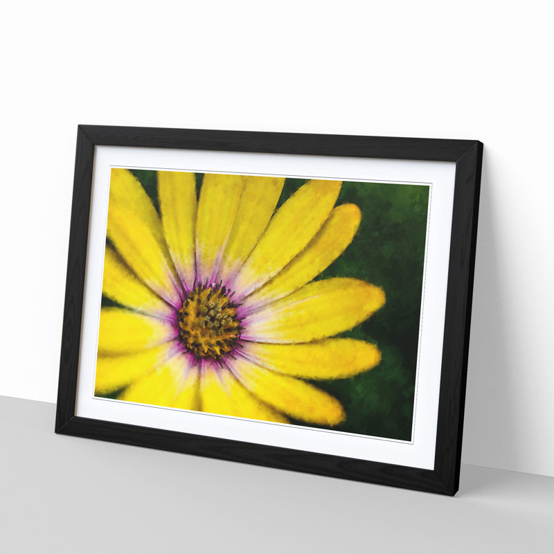 Yellow Gerbera Flower - Picture Frame Painting Print, Black Framed, 62cm H x 87cm W x 2cm D