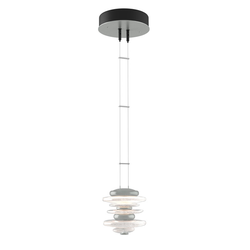 Luminaire suspendu géométrique 1 lumière à DEL Cairn, H 6 po x l 6 po x P 6 po, Sterling