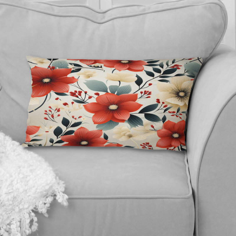Vintage Romance Red Floral Bliss - coussin à imprimé floral