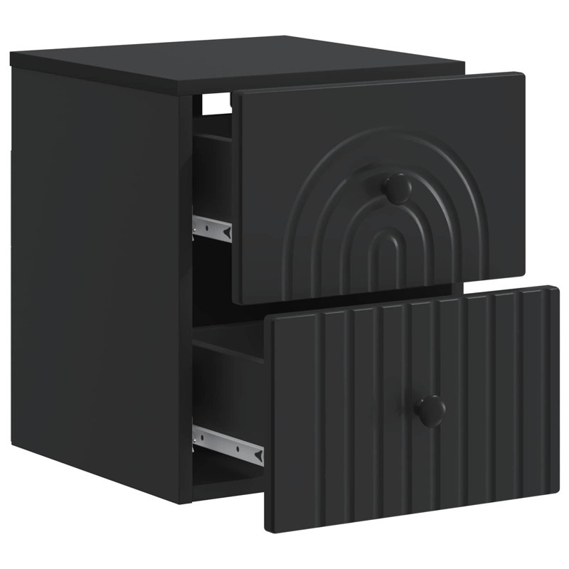33cm W Manufactured Wood Bedside Table, Black