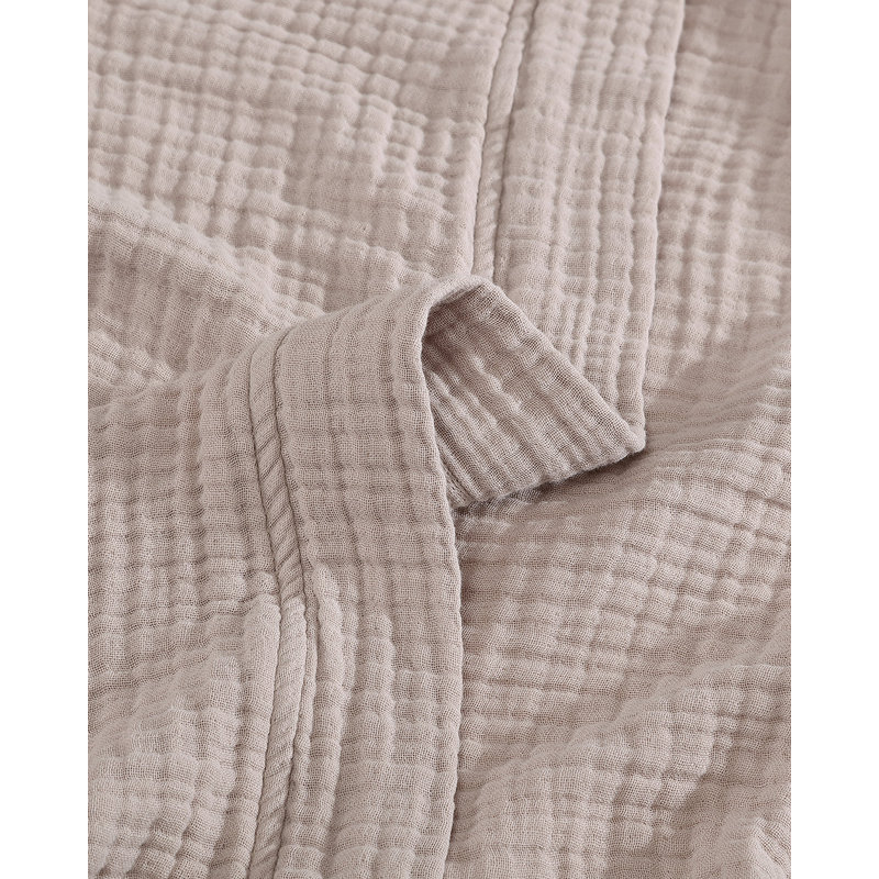 Kimono en mousseline de coton, Taupe, P / M