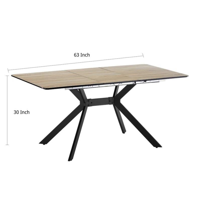Extendable Oak Metal Base Dining Table