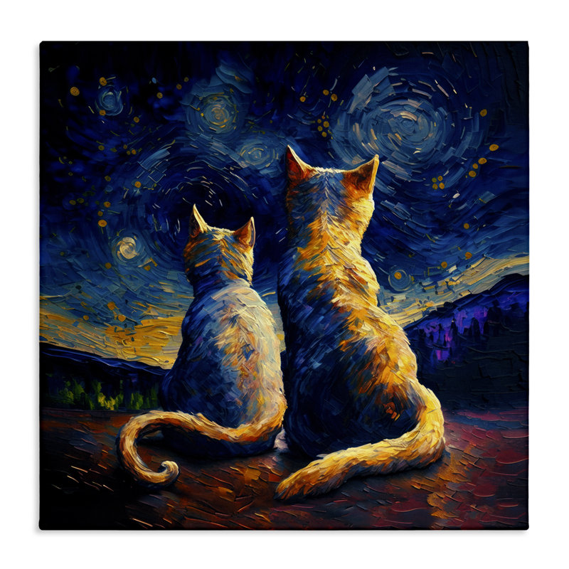«Swirled Night Sky Cats» par Svetlana Aleynikova, H 17 po x l 17 po