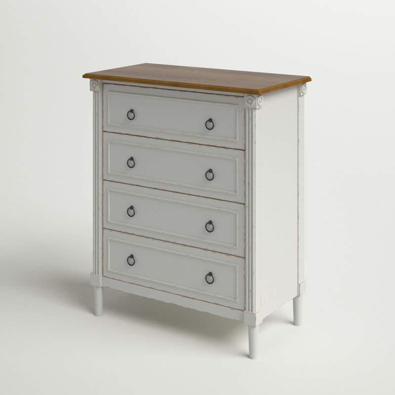 Damjana 30''W 4-Drawer Chest, Brown/White