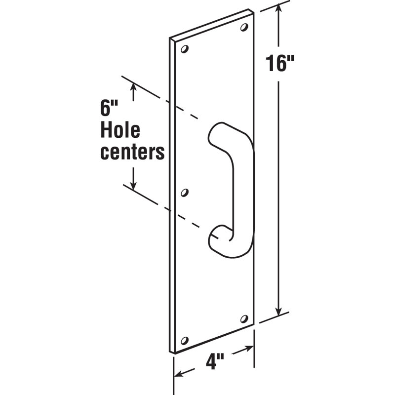 Poignée de porte ronde et plaque 4 x 16 po Prime-Line (paquet simple), Aluminium