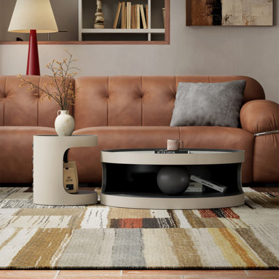 Italian round marble coffee table set
