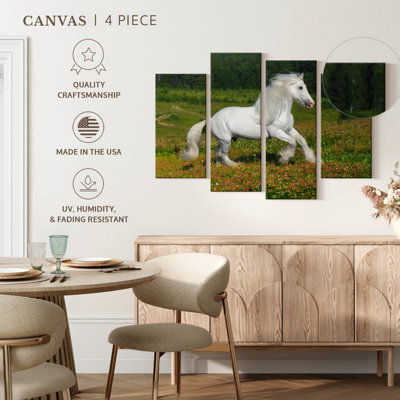 Shire à cheval dans la prairie