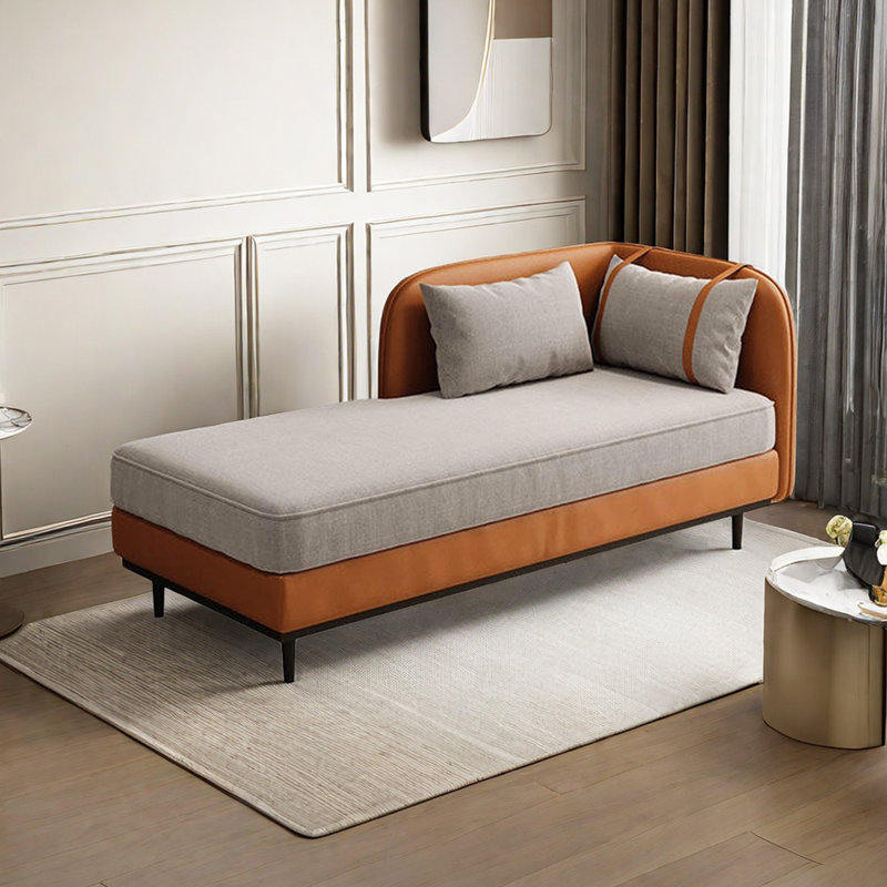 Bellaude, Chaise longue à accoudoir gauche, Gris / Orange