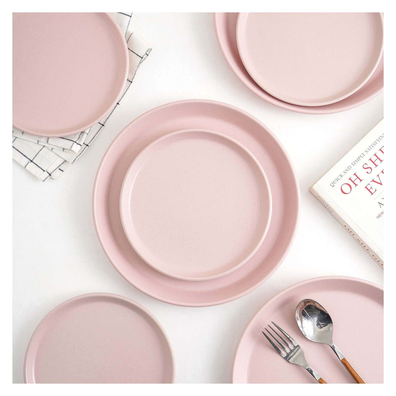 Stone Lain Albie 16-Piece Dinnerware Set Stoneware, Pink